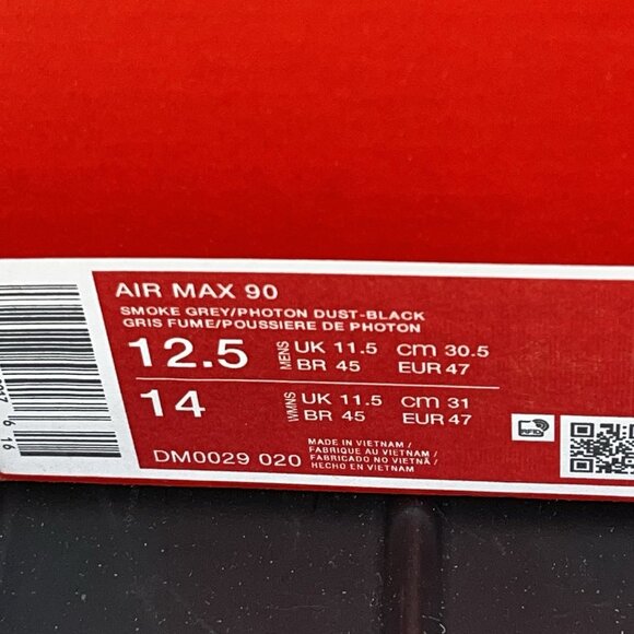 NEW Nike Air Max 90 \'Dark Smoke Grey\' DM0029 020 Men’s Size 12.5